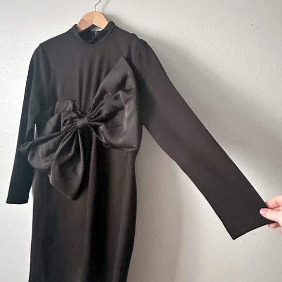 Eloquii Statement Satin Bow Long Sleeve Ponte Dress Women’s Plus Size 16 - Picture 3 of 12